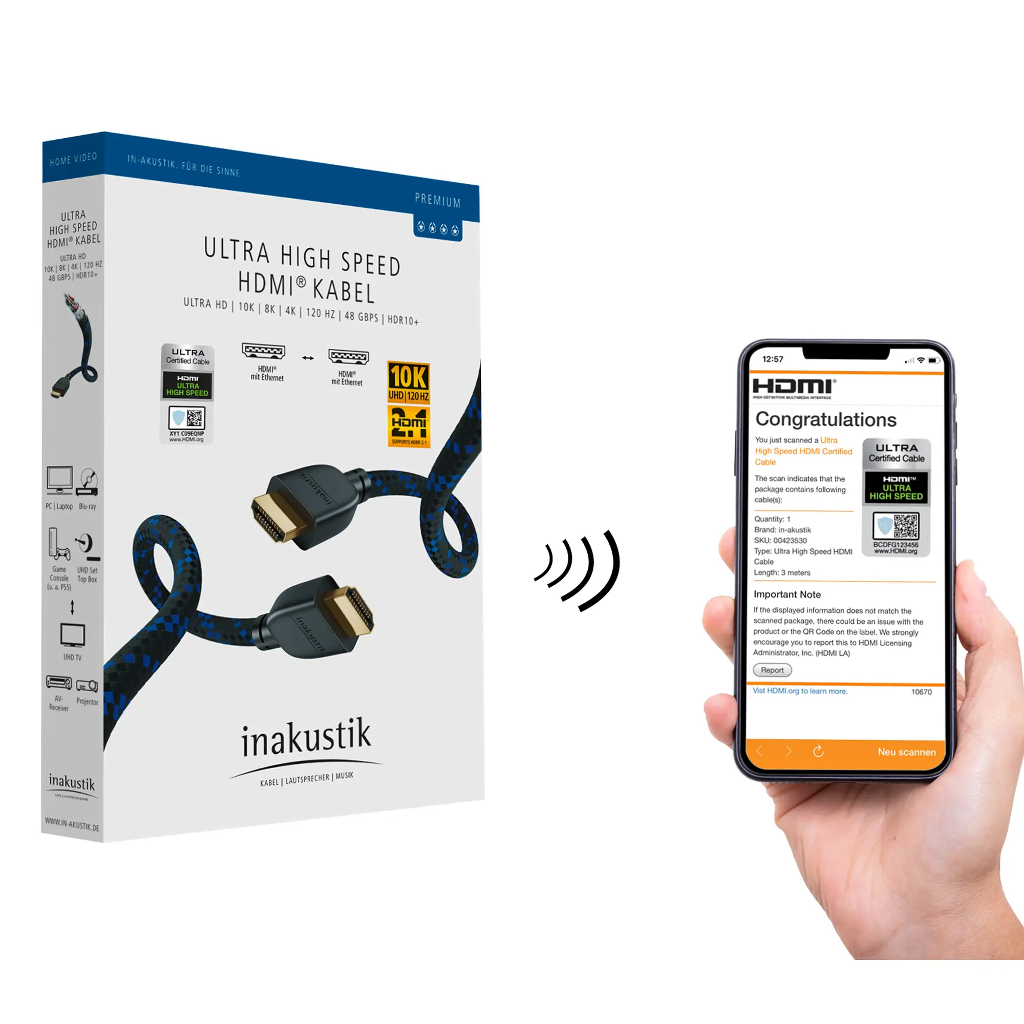 德國 inakustik|Ultra High Speed HDMI 2.1 Premium 超高速 HDMI 線:圖片 5